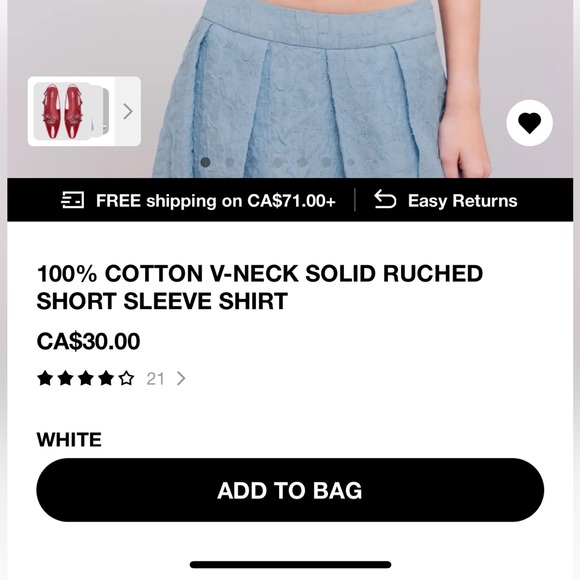 100% cotton v-neck cropped shirt - Picture 6 of 6